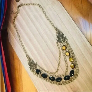 5/$25! Long Layered Black and‎ Gold Chain Necklace